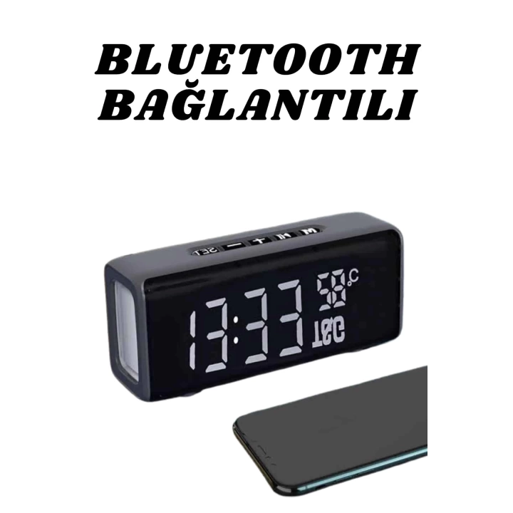 Bluetooth Hoparlör Speaker Saat Göstergeli Uzun Pil Ömrü Taşınabilir
