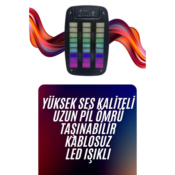 Bluetooth Hoparlör Taşınabilir Şarjlı Işıklı Büyük Boy Yüksek Ses Kaliteli