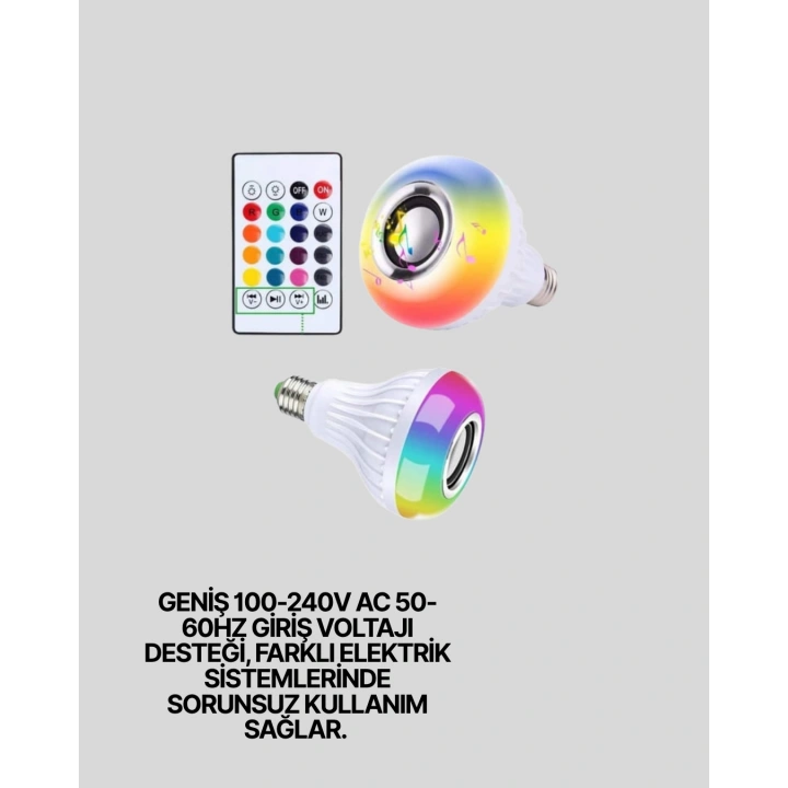 Bluetooth Hoparlörlü LED Ampul – 12W Enerji Tasarruflu
