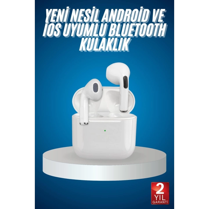 Bluetooth Kulaklık Beyaz Çağrı Cevaplama Dokunmatik Kontrol Kablosuz