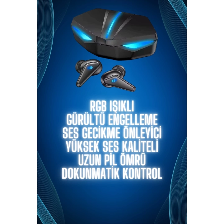 Bluetooth Kulaklık Oyuncu Kulaklığı RGB Işıklı Oyunlarda Düşük Gecikme