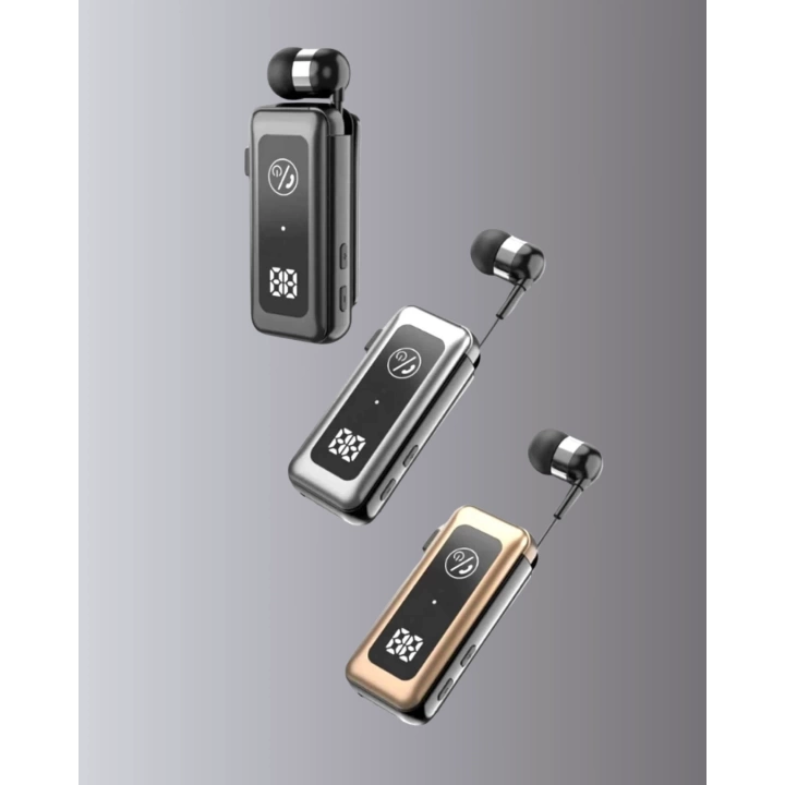 Bluetooth 5.2 Kablolu Makaralı Kulaklık | Dijital Ekran ve Titreşimli Bildirim