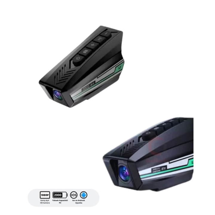 BT16 Akıllı Kask Kamerası – 1080P HD, Bluetooth 5.3, IP65 Su Geçirmez