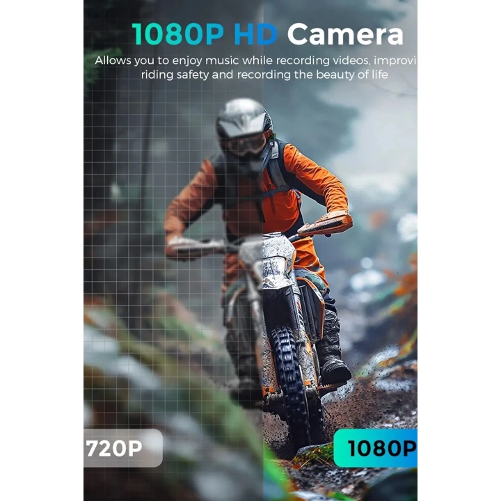 Bt68 Motosiklet Kask Bluetooth Kulaklık 1080p Kamera Ses Kontrolü Video Kayıt Özellikli İntercom