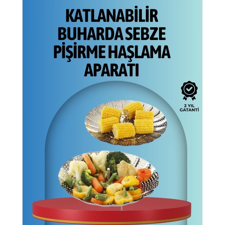 Buharda Pişirme İçin Paslanmaz Çelik Sebze Sepeti – Tüm Tencerelere Uyumlu, Kolay Temizlik