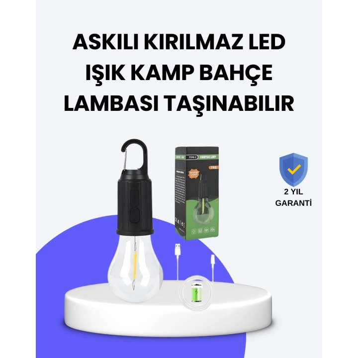 C Tipi Şarjlı Asılabilir Kamp Feneri