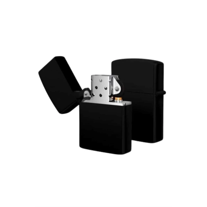 Çakmak Parlak Siyah Zippo Benzinli Çakmak Cep Boy Doldurulabilir