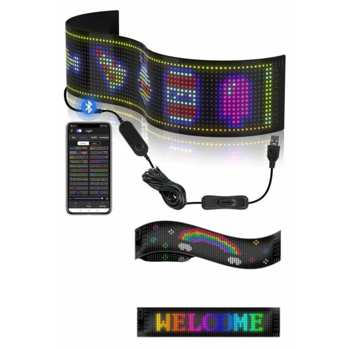 Cama Yapışan En Büyük Boy 16X96 Telefon Kontrollü Led Ekran Digital Araba Yazısı