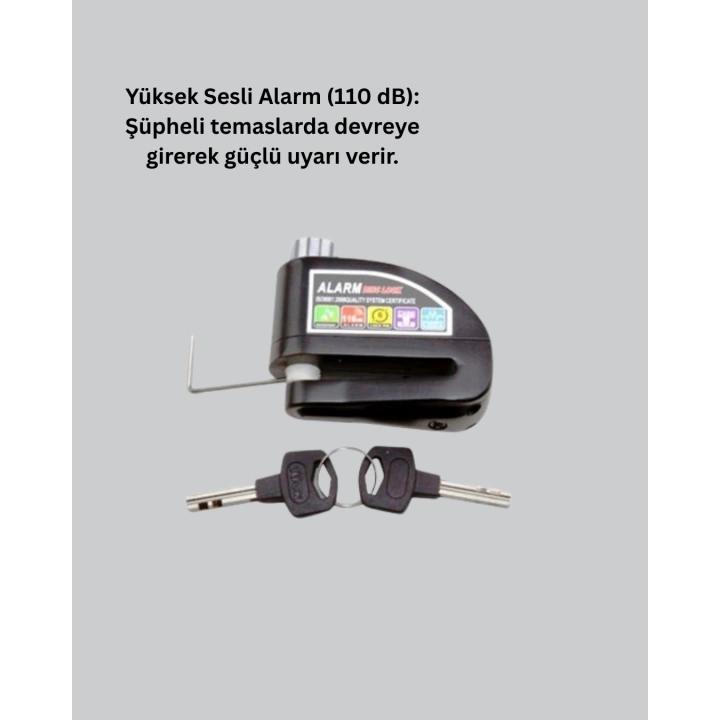 Çelik Gövdeli Alarm Disk Kilidi Motosiklet ve Bisiklet İçin Güvenlik