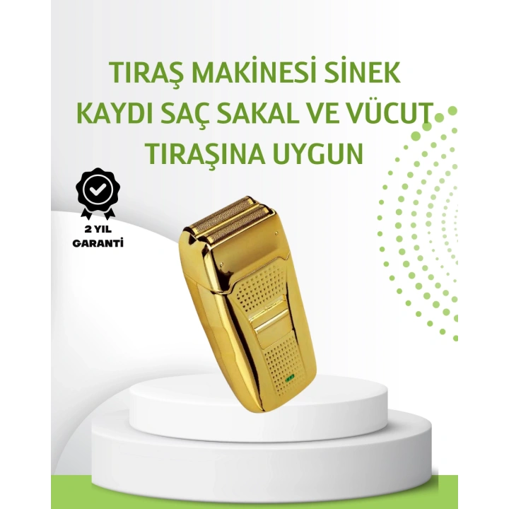 Çift Başlık ve Favori Şekillendirme Özellikli Altın Renk Tıraş Makinesi