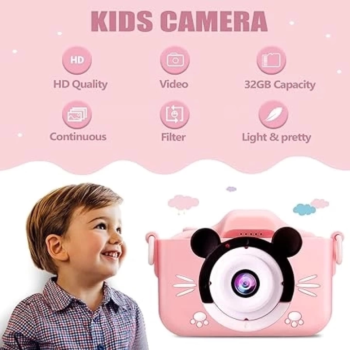 Çocuk Dijital Fotoğraf Makinası 20 Mp Video Kaydedici 2.0 İnç Çift Kameralı
