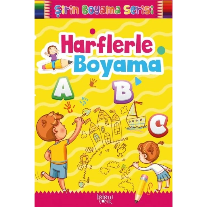 Çocuklar için Okul Öncesi Şirin Boyama Kitabı - Harflerle Boyama
