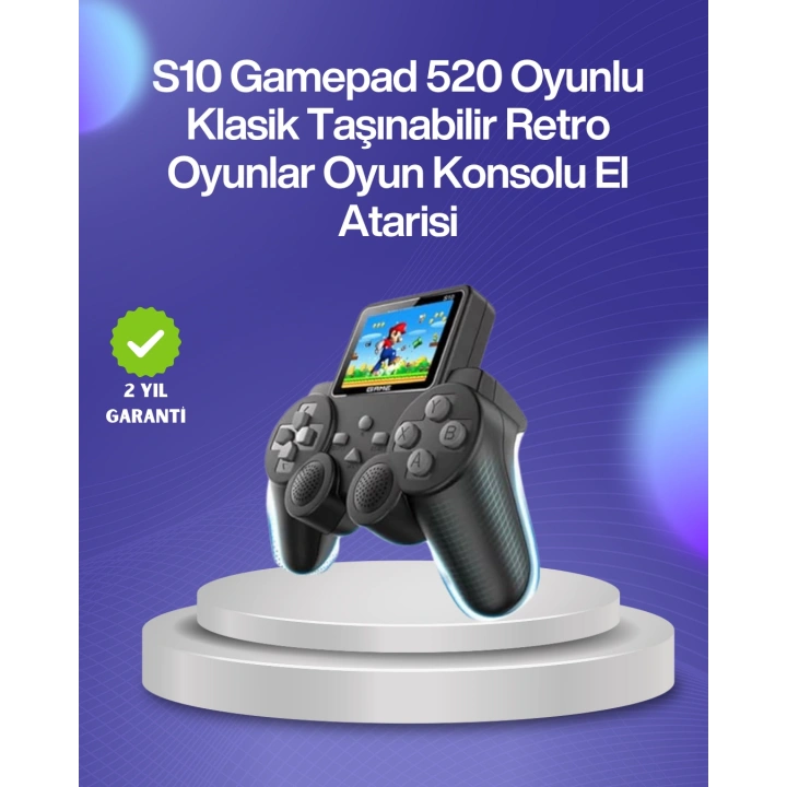Çocuklar ve Yetişkinler İçin Uygun 500 Oyunlu Taşınabilir Mini Retro El Konsolu,