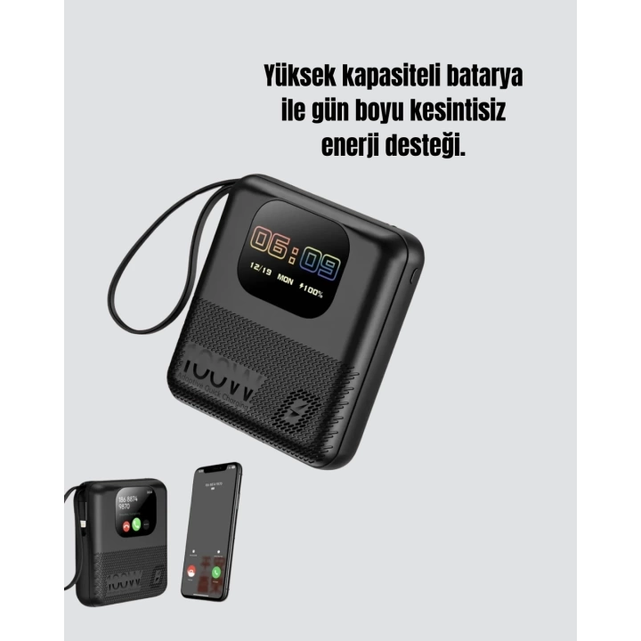 Çok Fonksiyonlu 10000 mAh Powerbank Akıllı Ekranlı Hızlı Şarj Cihazı