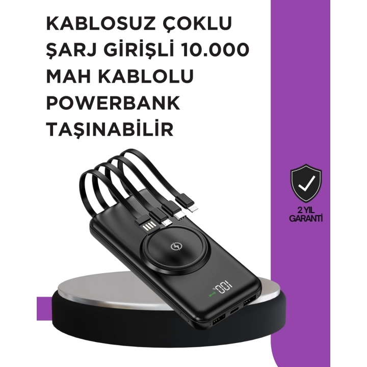 Çoklu Cihaz Uyumu ile Kablolu ve Kablosuz Şarj – Pratik Powerbank