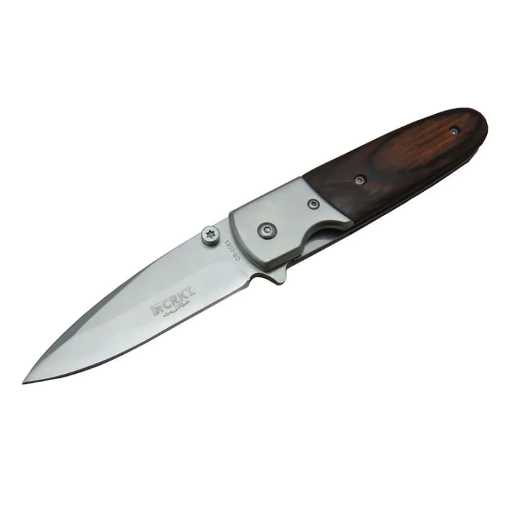 Cr 0083 Koyu Kamp Çakı 16,5 Cm - Ahşap Sap, Otomatik, Kılıflı, Kutulu