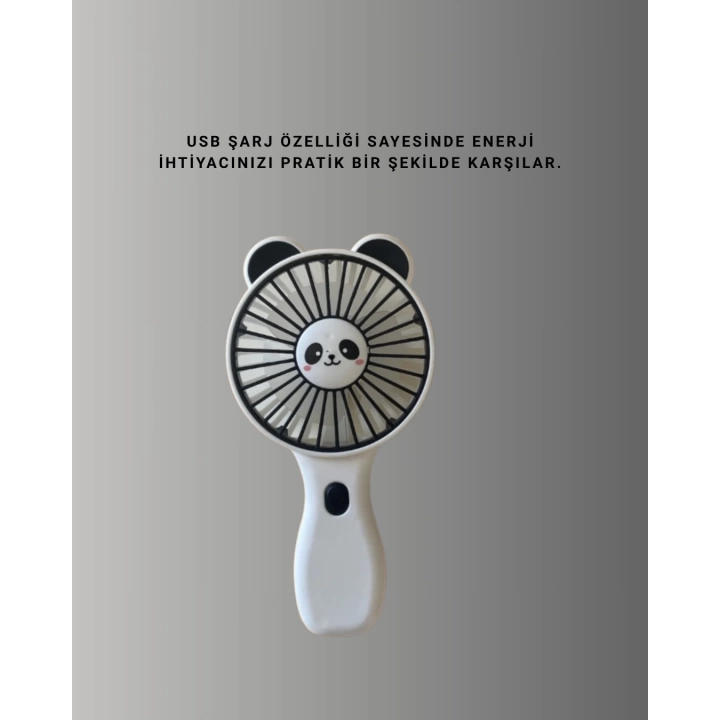 Dekoratif Panda Tasarımlı Küçük Boy Fan