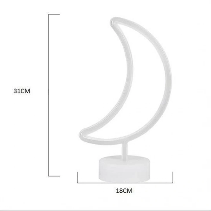 Dekoratif Pilli Ay Tasarımlı 3D Neon Led Masa Ve Gece ası