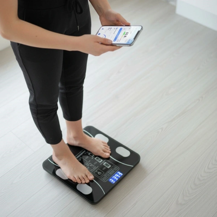 Dijital Baskül Yağ Ölçer Fonksiyonlu Akıllı Baskül Bluetooth Bağlantılı Tartı