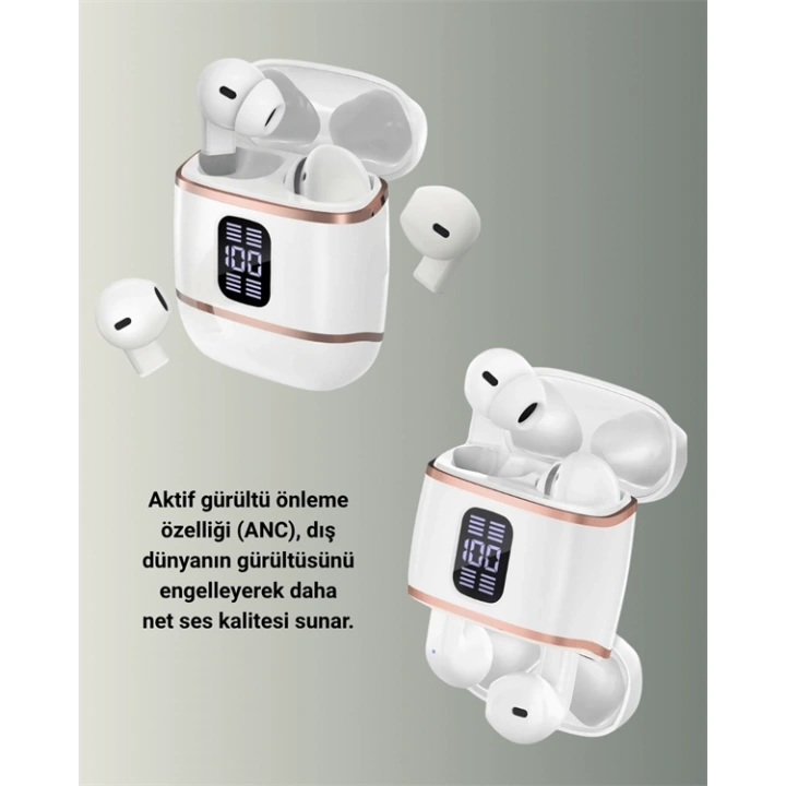 Dijital Göstergeli Bluetooth Kulakiçi Kulaklık – 4’lü Paket, Gürültü Engellemeli