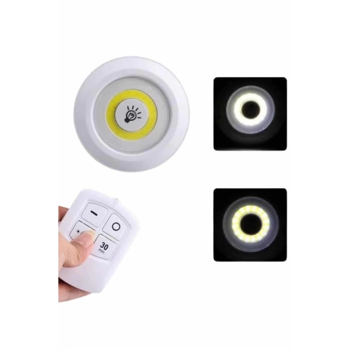 Dolap Işığı Mutfak Rafı Işığı Uzaktan Kumandalı 3 Lü Spot Led Lamba