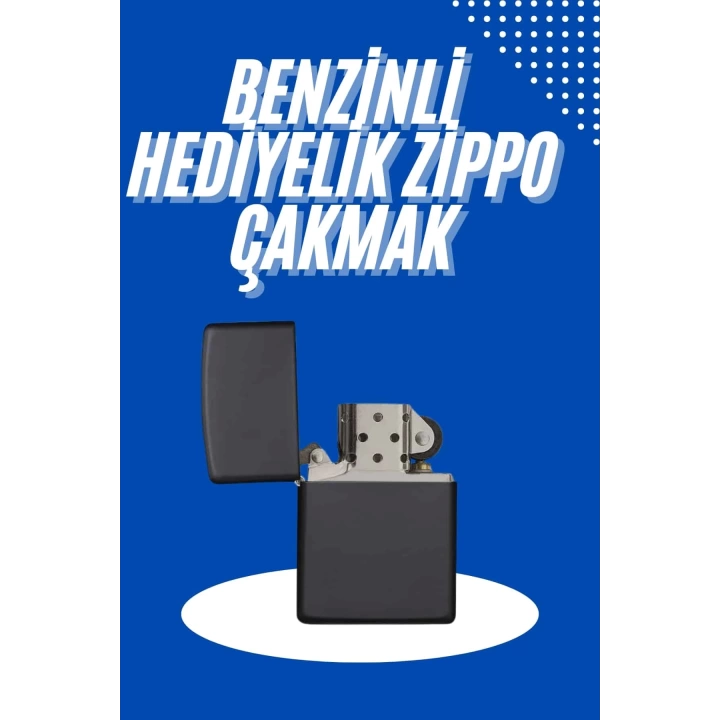 Doldurulabilir Siyah Benzinli Çakmak Metalik