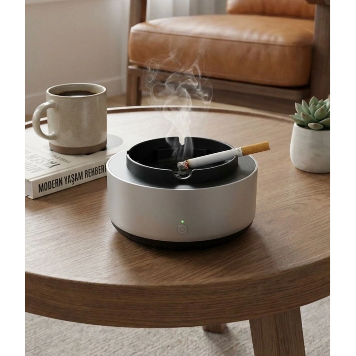 Dumanı İçine Çeken Akıllı Kül Tablası – Kokusuz, Filtreli ve Otomatik Duman Emici Küllük
