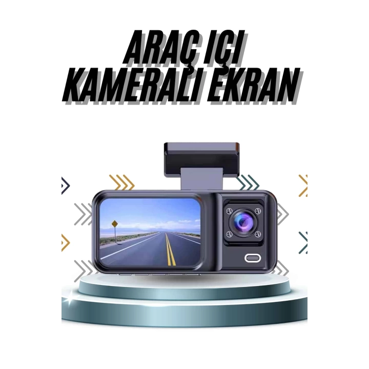 DVR Araç İçi Kamera Ön ve İç Kamera 2 İnç Ekranlı Çift Kamera
