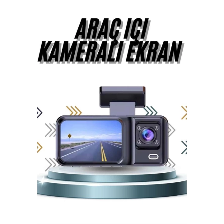 DVR Araç İçi Kamera Ön ve İç Kamera 2 İnç Ekranlı Çift Kamera