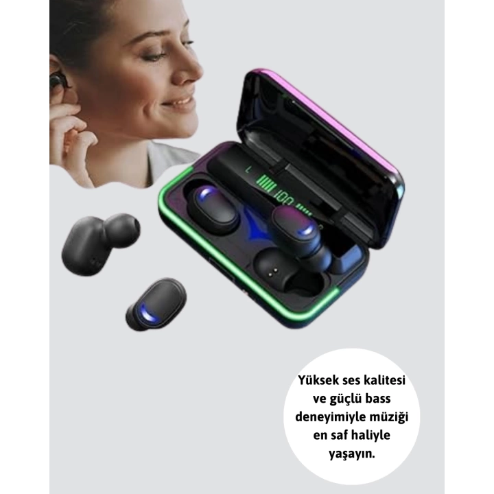 E10 Powerbank Şarjlı Bluetooth 5.1 Kulaklık Spor ve Oyun İçin