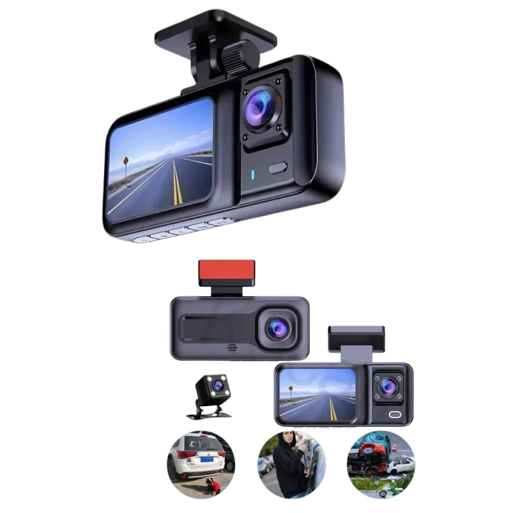 Ekranlı Sürüş Kaydedici DVR Ön ve Arka Kameralı Full HD Çözünürlüklü