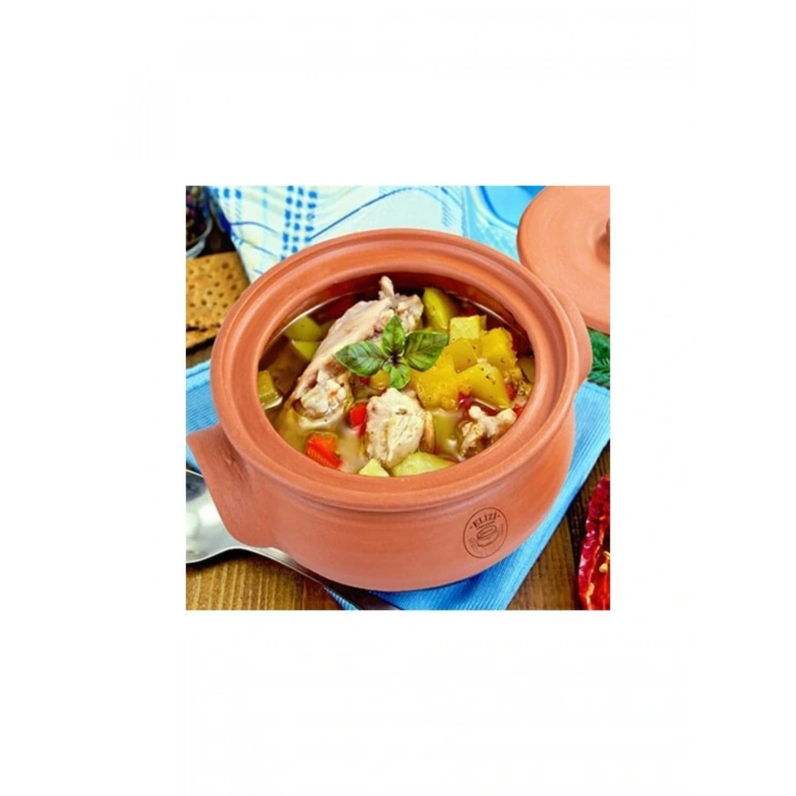 El Yapımı Kapaklı Toprak Güveç Tencere Orta Boy Astarlı 5 Litre (ÖZEL KIRILMAZ KUTUSUNDA)