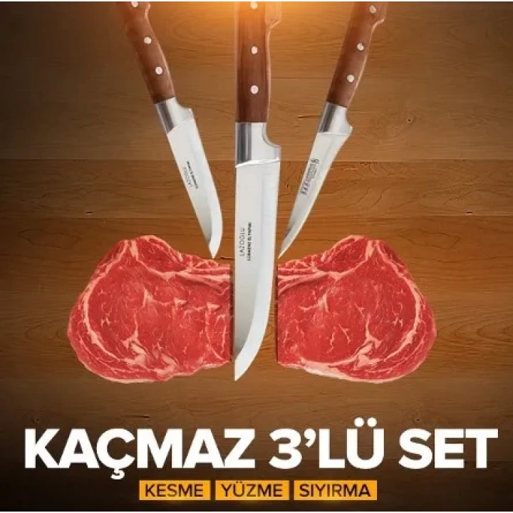 El Yapımı Sürmene Kasap Ve Kurban Seti 3 Parça