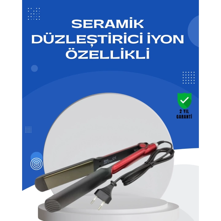 Elektriklenmeyi Azaltan İyonlu Saç Düzleştirici – Titanyum Plaka ve Şık Tasarım