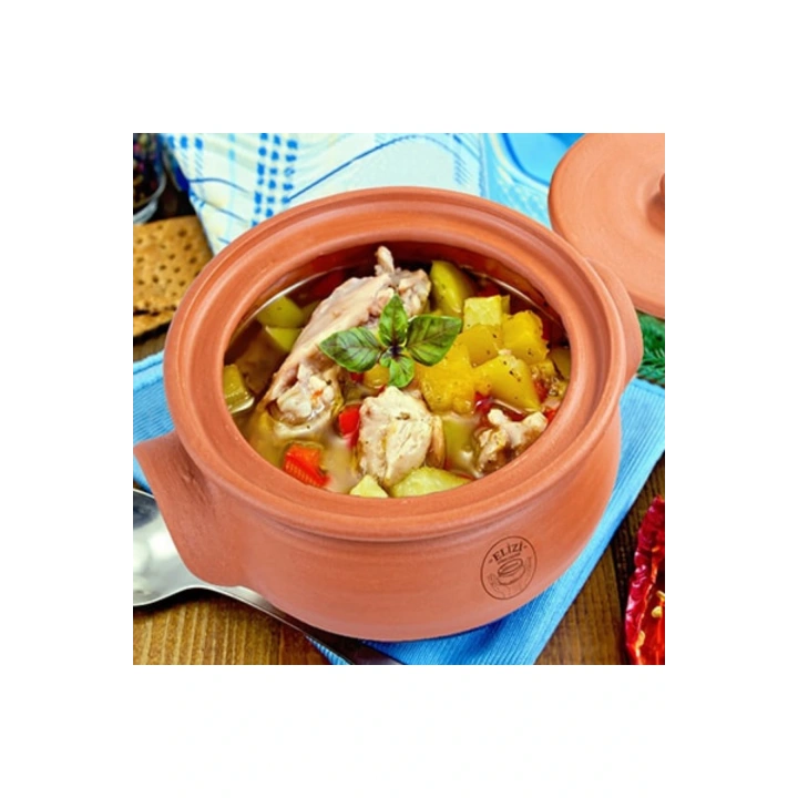 El Yapımı Toprak Kapaklı Güveç Tencere, Küçük Boy Astarlı 3,5 Litre (ÖZEL KIRILMAZ KUTUSUNDA)