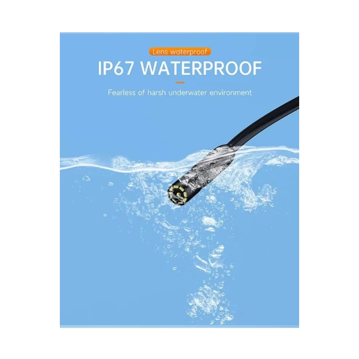 Endoskop Yılan Video Kamera Ios Ve Android Uyumlu Led’li 10 Metre 8 Mm Sert Kablo 2mp