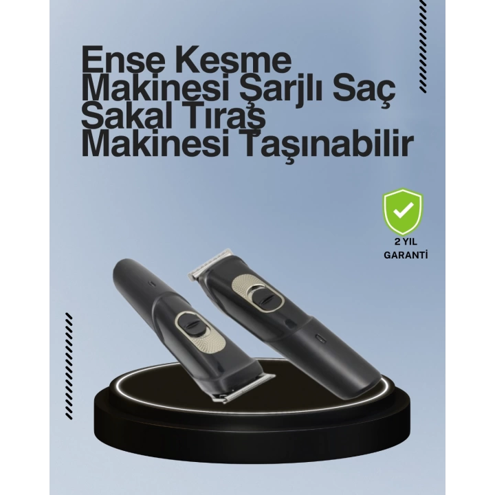Ergonomik Tasarımlı, 3 Taraklı Profesyonel Şarjlı Saç Sakal Tıraş Makinesi