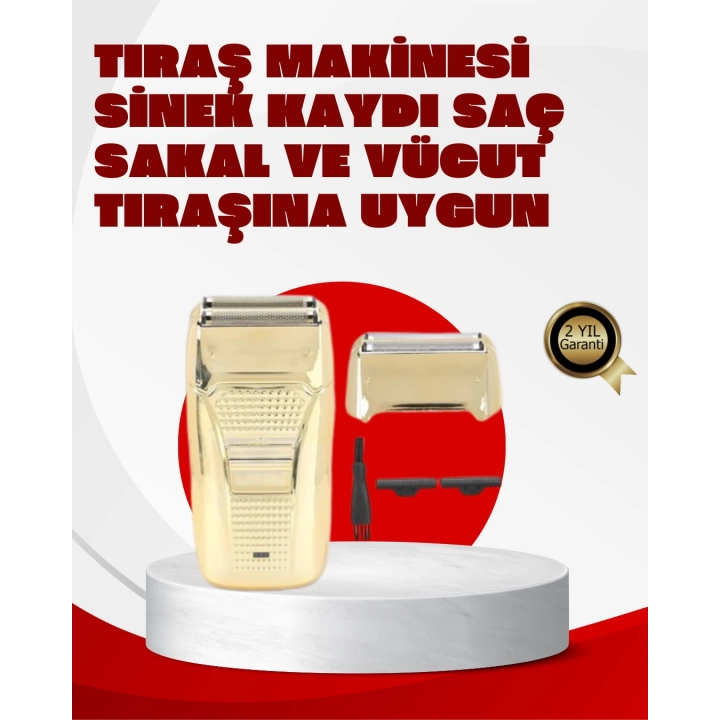 Erkek Saç Sakal Tıraş Makinesi Kablolu Altın Renk Dayanıklı