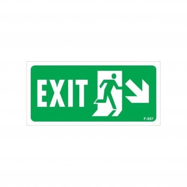 Exit Sağ Aşağı Uyarı Levhası 17,5x25 KOD:957