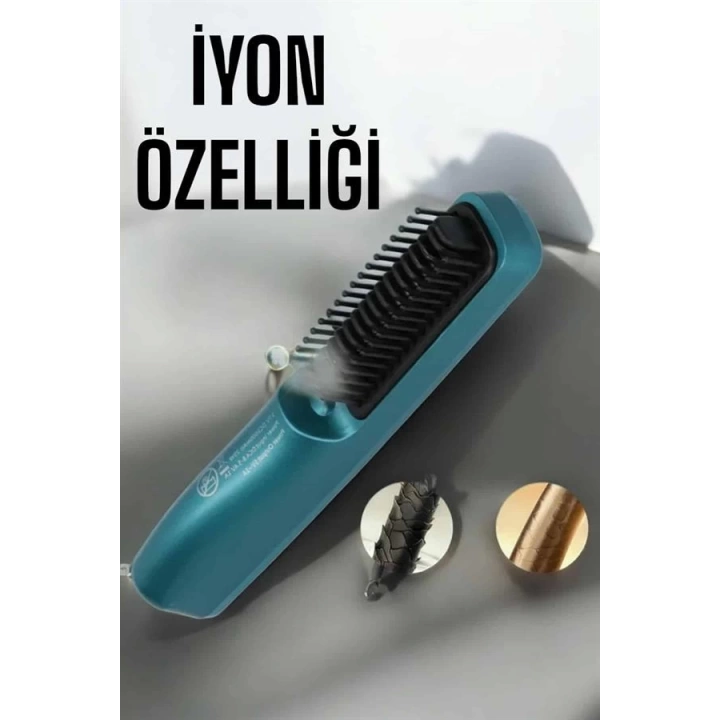 Fön Tarak Sıkı Dişli Şarjlı Taşınabilir Saç Düzleştirici