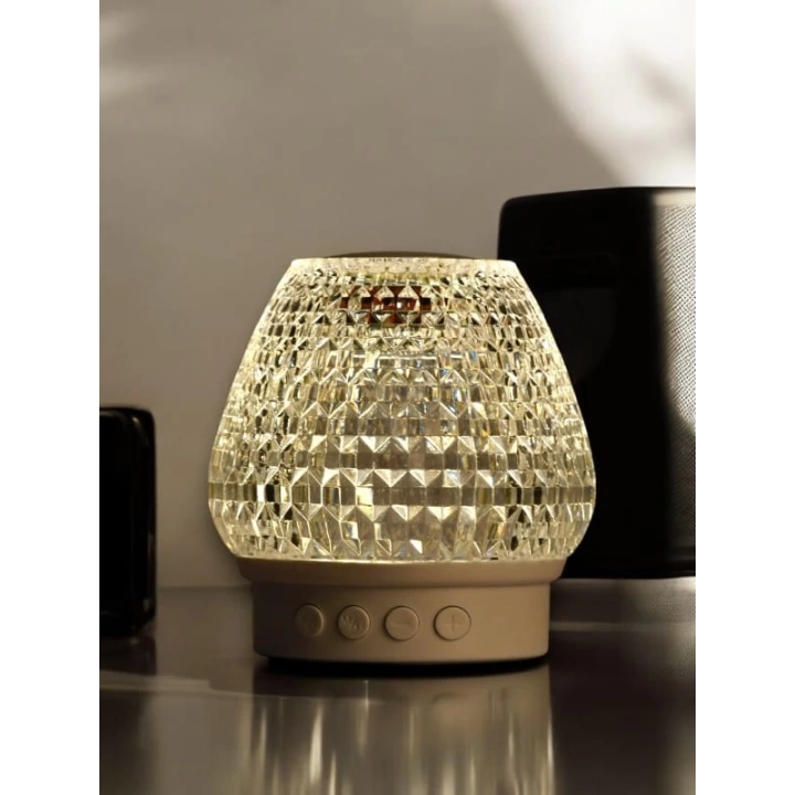 G5 Kristal Şarjlı Masa Lambası - 7 Renk Gece Lambası ve Bluetooth Hoparlör