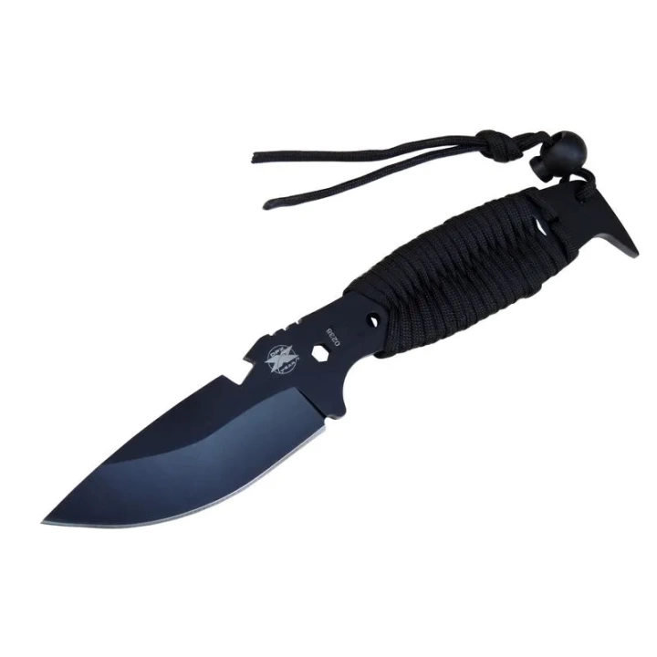 Gear Assault 0238bk Kamp Bıçağı 22,5 Cm - Siyah, Metal Ampamp İpli Sap