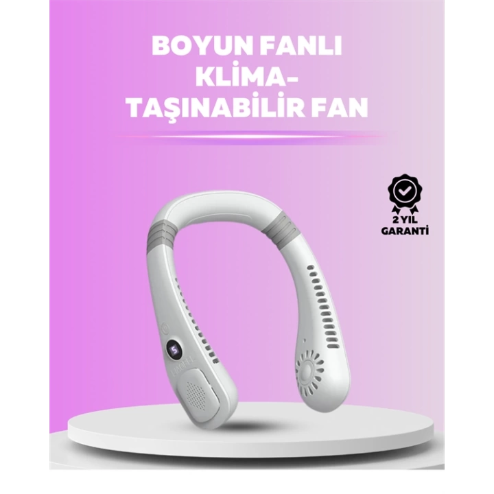 Giyilebilir Bladeless Boyun Fanı | 360° Serinlik, 5 Kademe Rüzgar, USB Şarjlı Sessiz Mini Klima