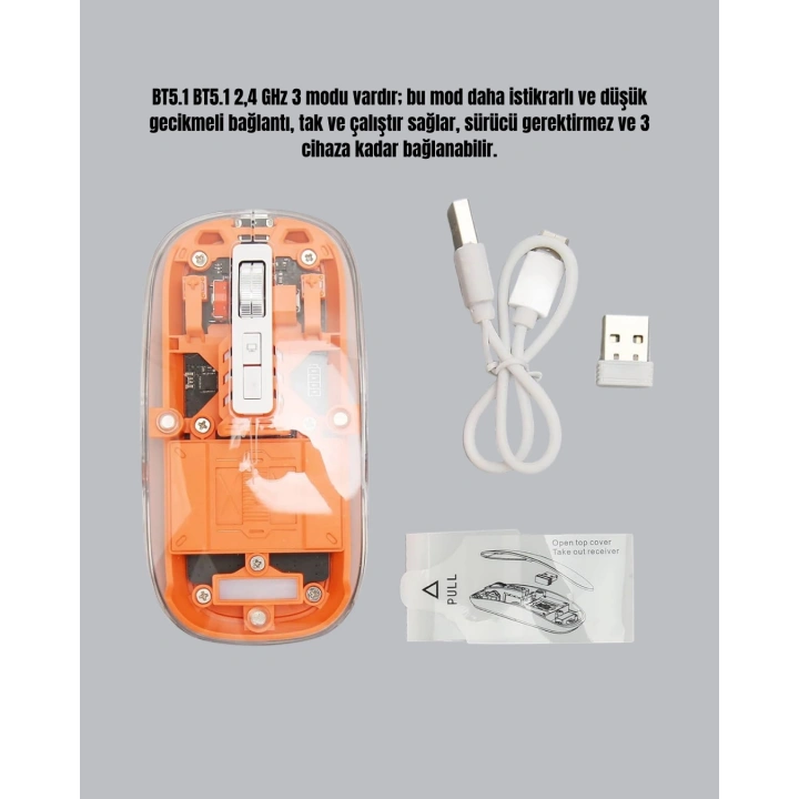 Hafif ve Taşınabilir Fare – 43 Gram, Otomatik Uyku Modlu