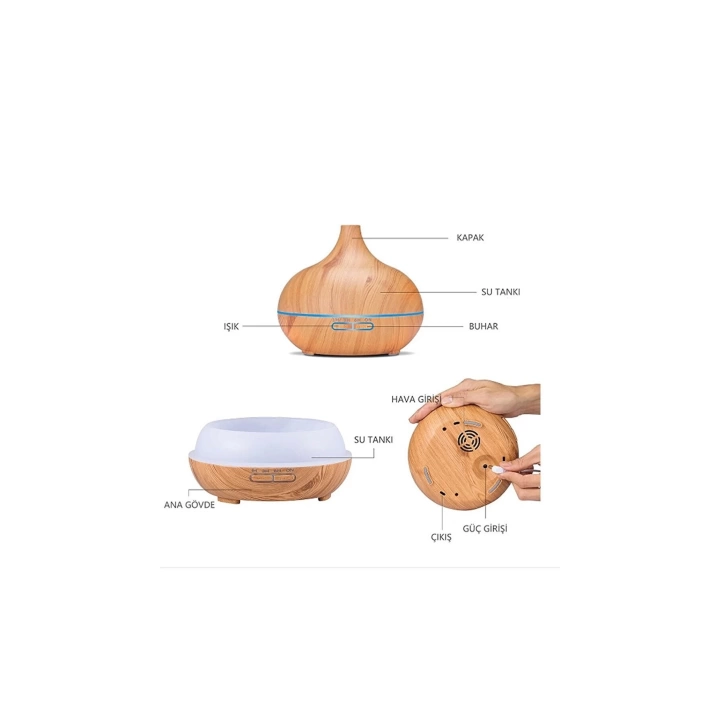 Hava Nemlendirici 7 Led Işıklı Aromatik Oda Kokusu 550 Ml Kahve Aroma Difüzörü Buhar Makinası