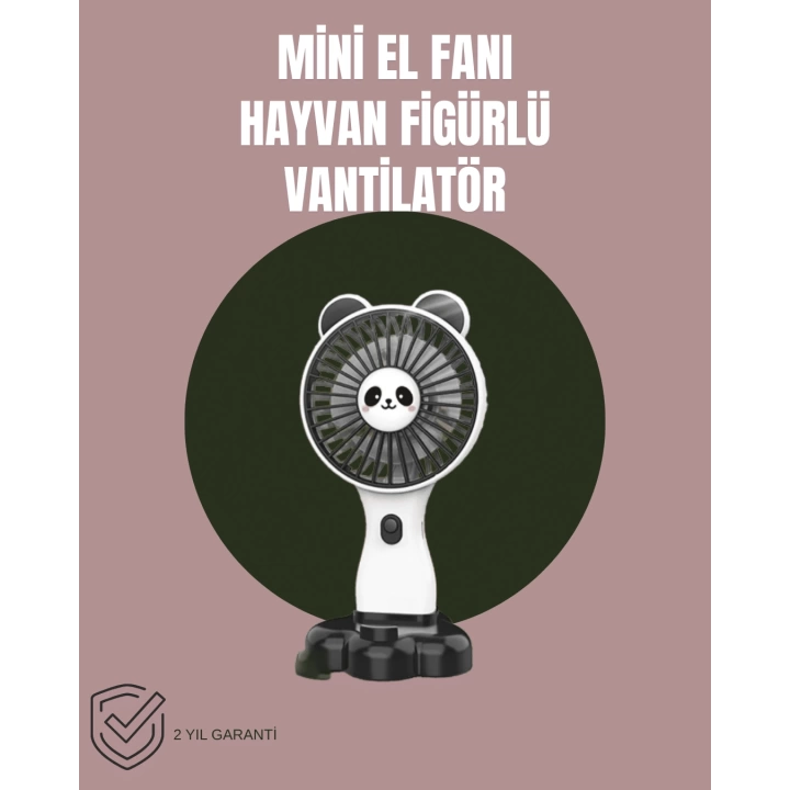 Hayvan Figürlü Mini El Fanı – USB Şarjlı Sessiz Vantilatör