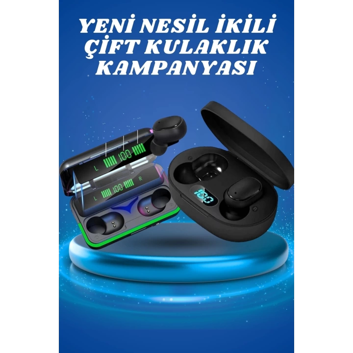 İkili Bluetooth Kulaklık Dijital Göstergeli Uzun Pil Ömrü Yüksek Ses Kaliteli