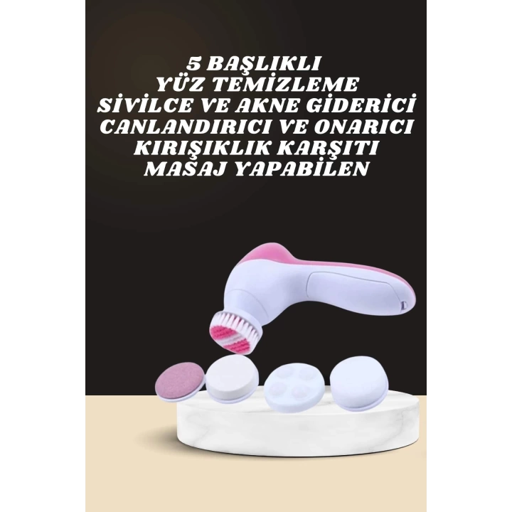 İkili Cilt Bakım Seti 5 Başlıklı Yüz Temizleme ve Masaj Aleti Canlandırıcı ve Onarıcı