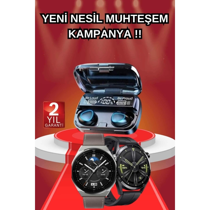 İkili Set Akıllı Saat Ve Bluetooth Kulaklık Kablosuz Uzun Pil Ömrü Spor Modları