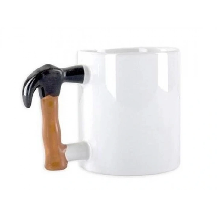 İlginç Hediyelik Çekiç Kulplu Tasarımlı Seramik Kupa Bardağı